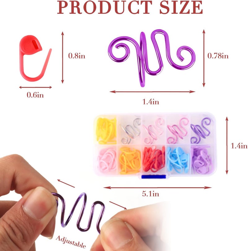 LBU 4Pcs Crochet Ring + 60Pcs Stitch Markers Adjustable Crochet Tension Rings for Finger Handmade Open Yarn Guide Crocheting Rings Knitting Accessories with Box Crochet Gifts for Women Mom Crocheters - Image 3